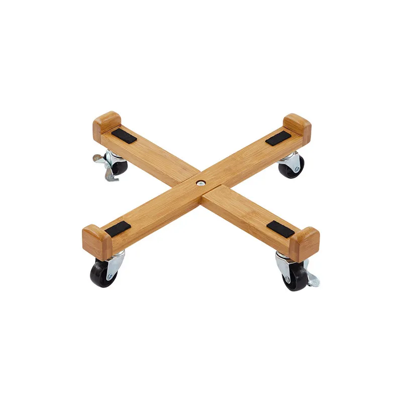 Bamboo Rolling Mobile Stool Base Portable Footrest Bracket Heavy Duty Replacement Chair Legs DIY Furniture Accessories