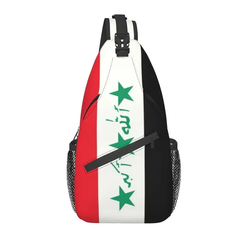 Iraq Flag Country Shape Crossbody Sling Backpack Men Custom Iraqi Patriotic Gift Chest Shoulder Bag for Travel Hiking Daypack