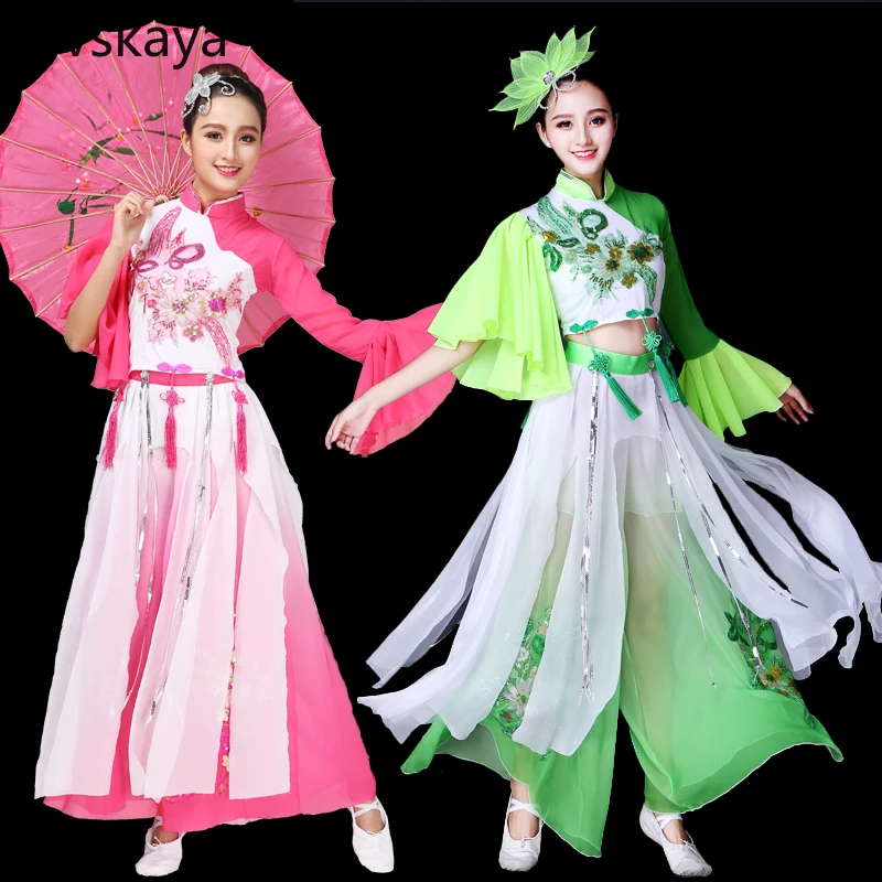 

Chinese Style Dancewear Folk Dance Costume Fan Dance New Yangko Dance Costumes Traditional Chinese Clothing Women