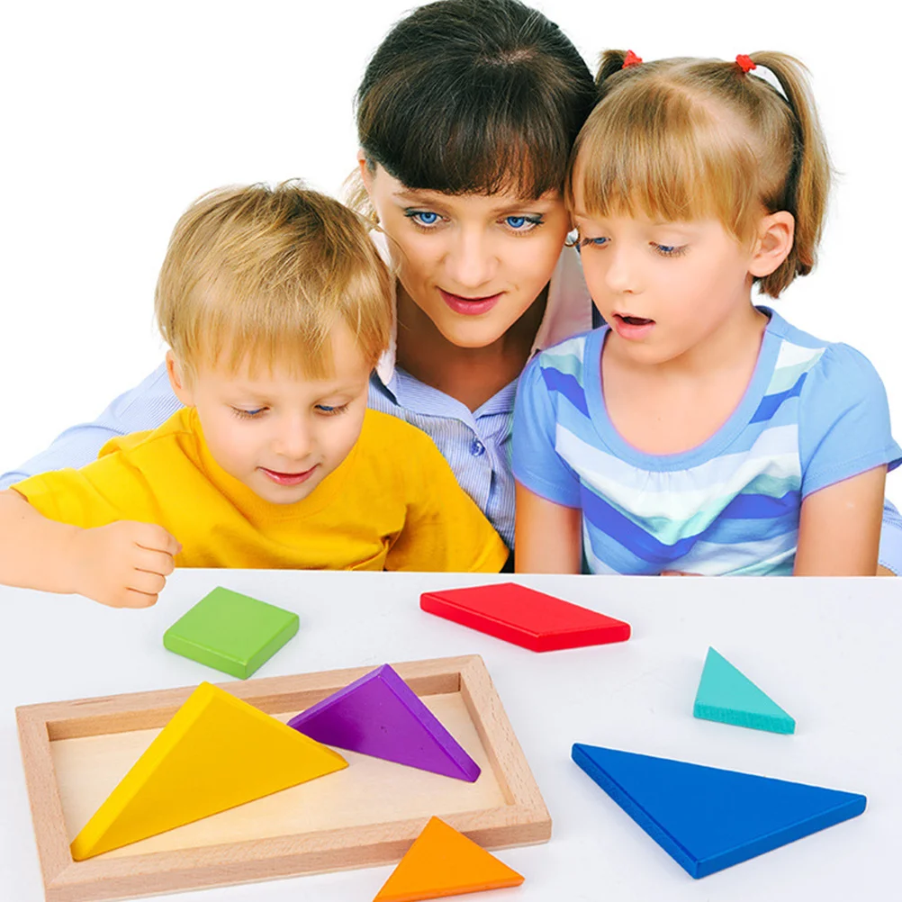 

1 Set Of Beech Wood Tangram Smooth Edges Learning Geometry Color Recognition Wooden Educational Puzzle Game For