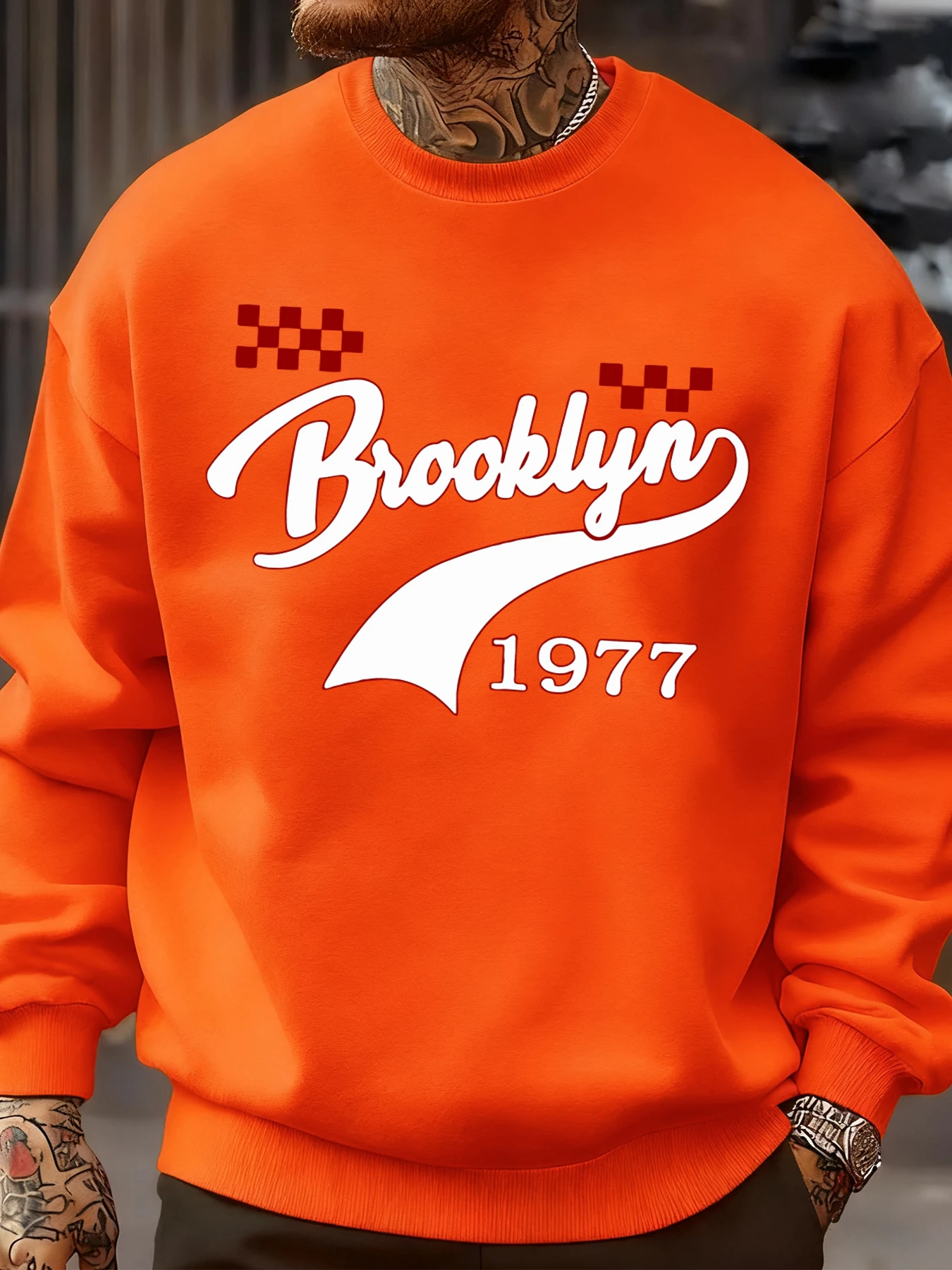 بروكلين 1977 الإبداعية طباعة الخريف الرجال بلايز الرياضة الشارع بلوزات دافئة ملابس الشارع الشهير الصوف Crewneck للجنسين البلوز
