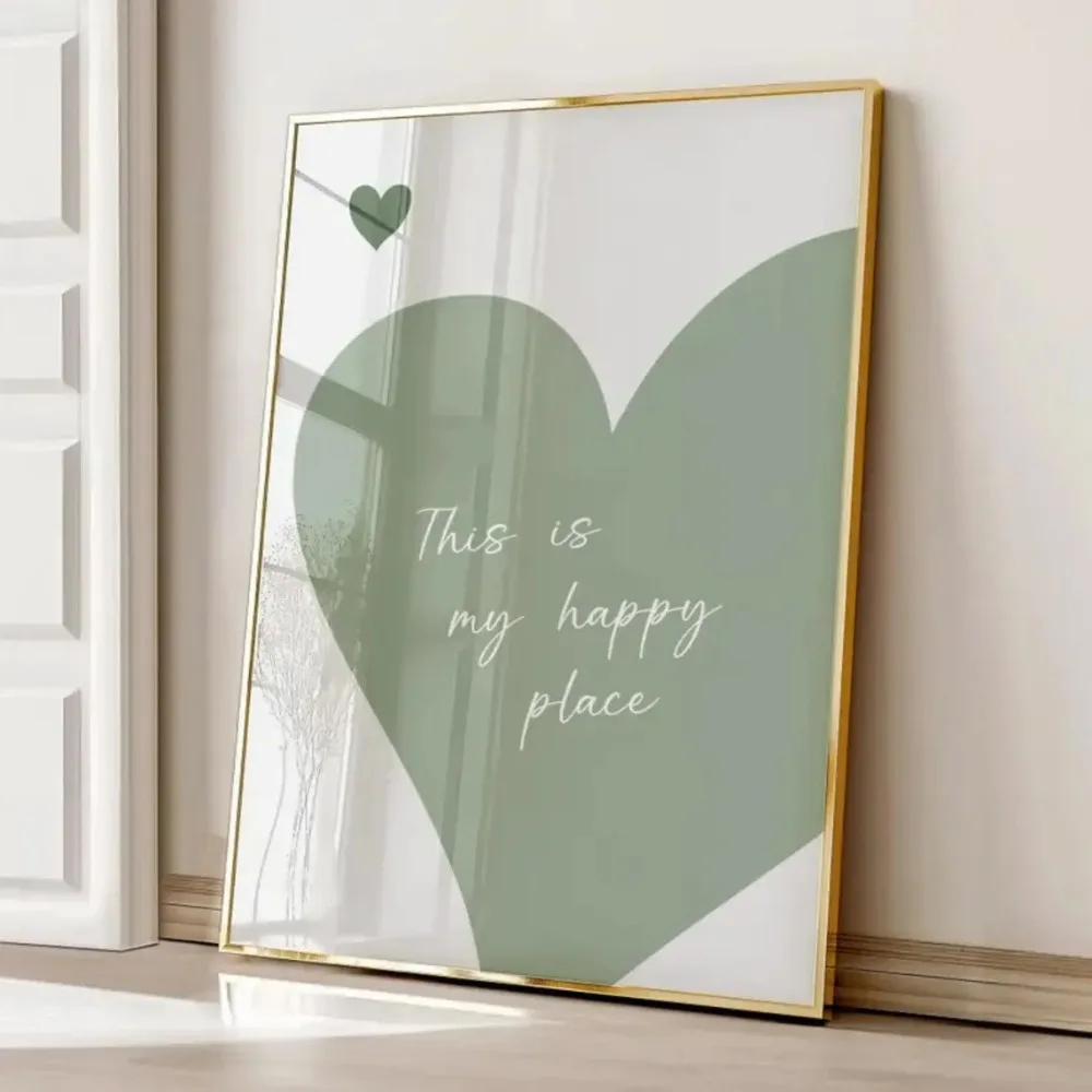 1pc Frameless Simple Mint Green Wall Poster,
