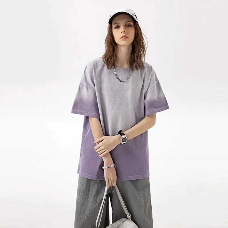 300g High Quality Cotton Tshirt Men Streetwear Fashion Hip Hop Oversize Loose Short Sleeve T-shirt Women Vintage T Shirt view 4