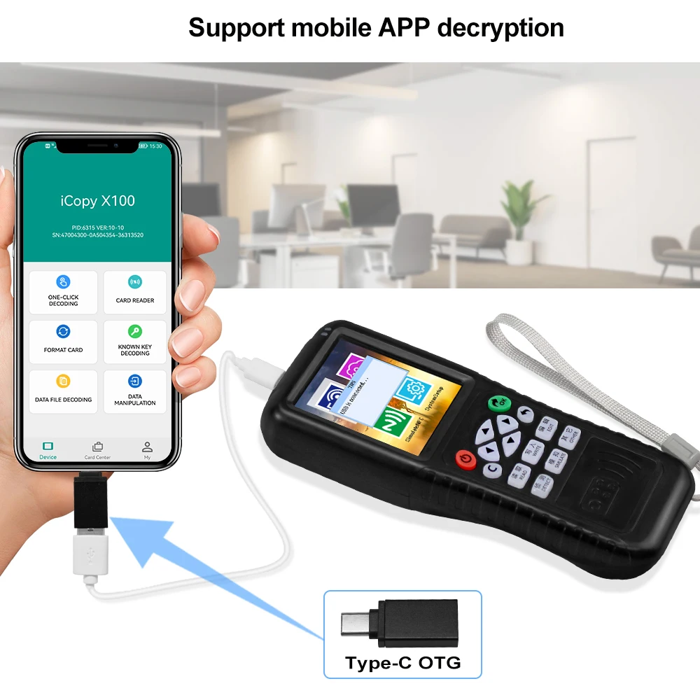 OBO New RFID Card Copier Reader Multi-Frequency NFC Reader/Writer Duplicator APP Encryption Decoder for Copying Access Cards