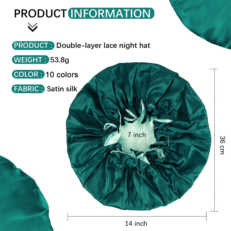 Leeons dwustronna satynowa czapka z opaską na głowę regulacja snu nocna czapka pokrowiec na główkę czapka na kręcone sprężyste akcesoria do