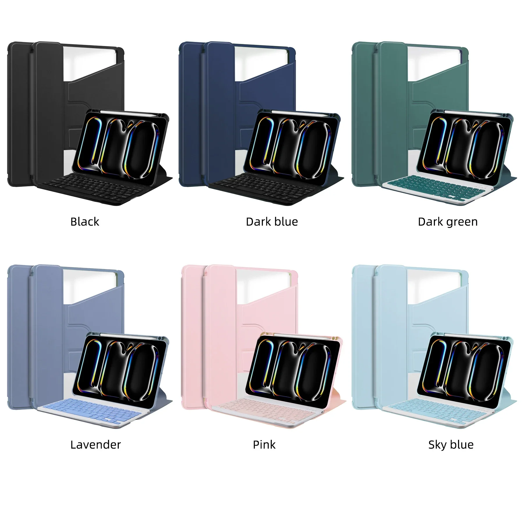 Coque pour IPad Air 13 (2024) (M2) A2903 A2904, avec nouveau clavier rotatif à 360 degrés, avec veille automatique, Anti-poussière, antichoc, souple