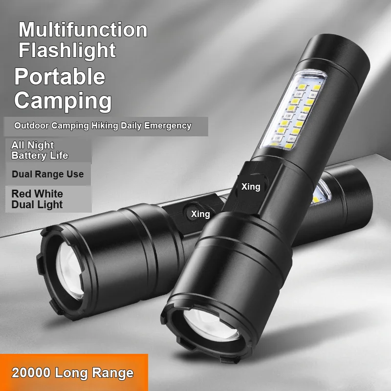 High Power Flashlight 100000 Lumens Aluminum Alloy White Laser Torch Rechargeable Portable with Long Lasting Battery