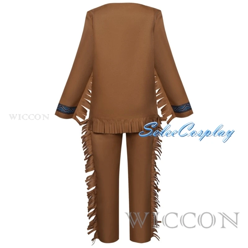 Native Indian Cosplay Kostuum Meisjes Jongens Nation Folk Kleding Kinderen Jurk Set Hoofdband Halloween Kostuum Pak