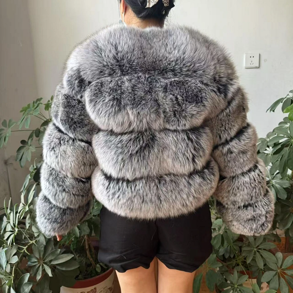 WEFURLENA Silver Fox Fur Coat Winter Jacket Women Natural Raccoon Fur Coat Street Warm Long Sleeve Natural Luxury Jackets