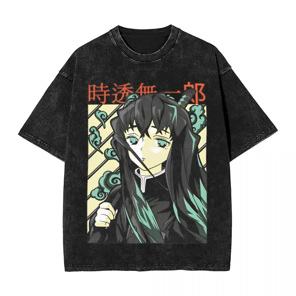 Muichiro Tokito Washed T Shirt Streetwear Hip Hop Cool T-Shirts Anime Demon Slayer Tees Men Women Short Sleeve Harajuku Graphic