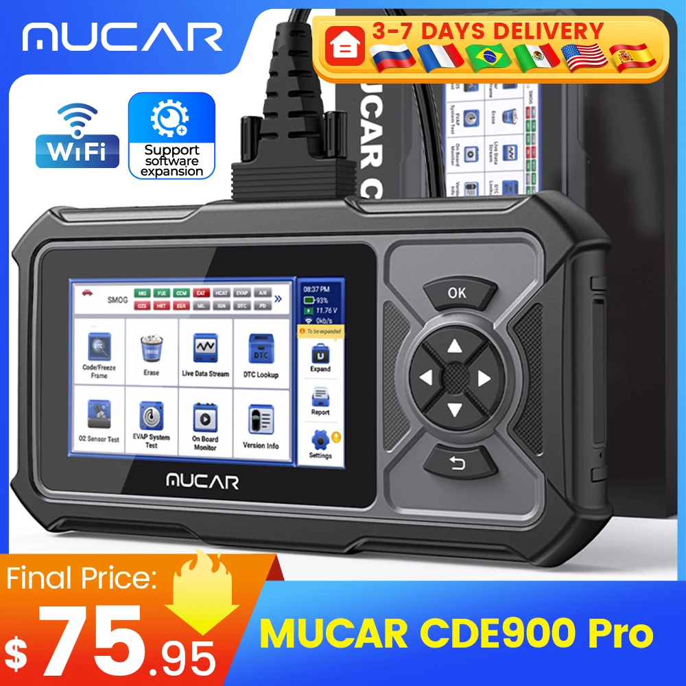 MUCAR CDE900 Pro OBD2 Diagnostic Tool Full System Diagnose 28 Reset/Maintenance Bi-directional ECU Coding obd 2 Scanner 32GB