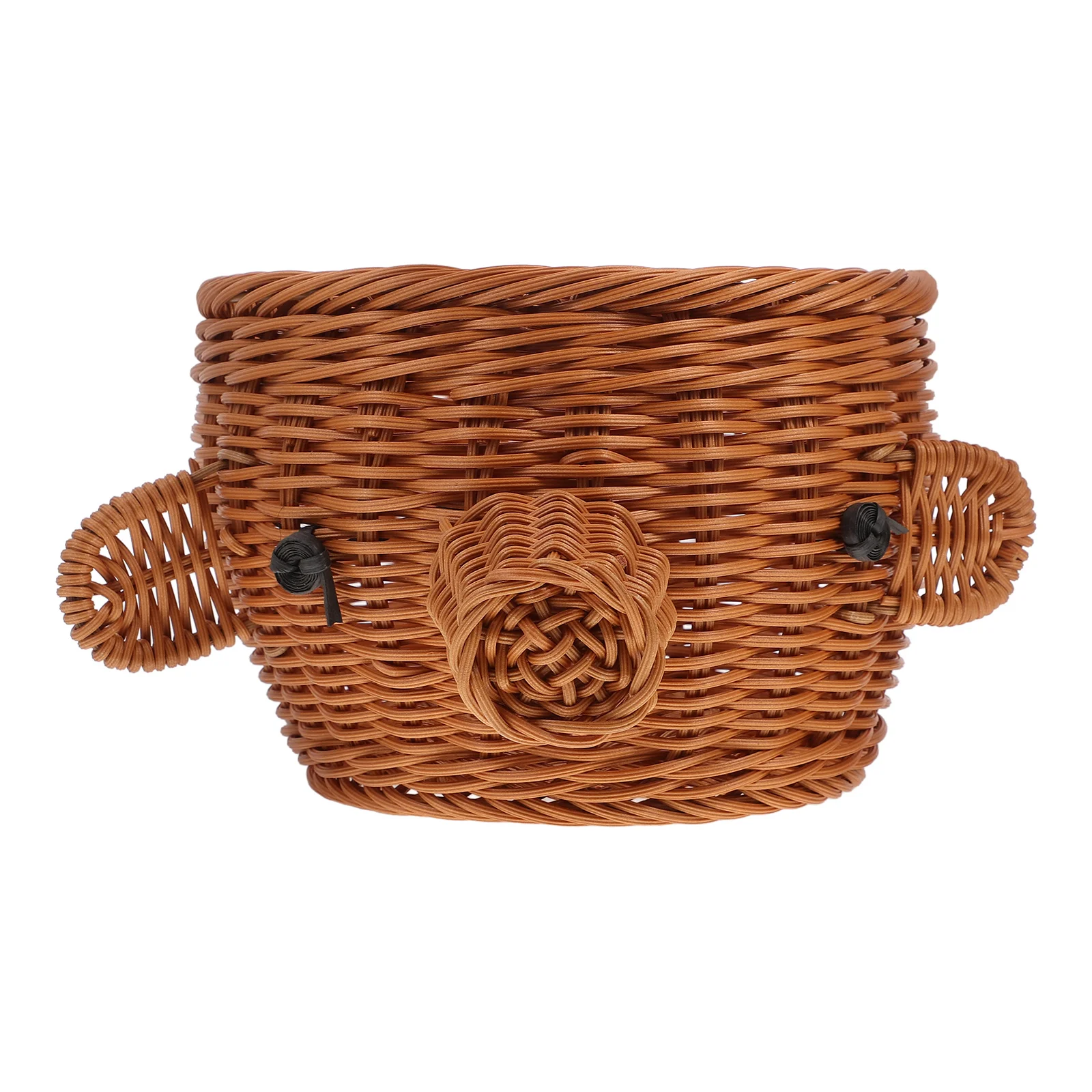 

Pig Head Fruit Rattan Woven Storage Basket For Kitchen Counter Bread Snacks Fruits Round Wicker Tray Seagrass Basket Handmade
