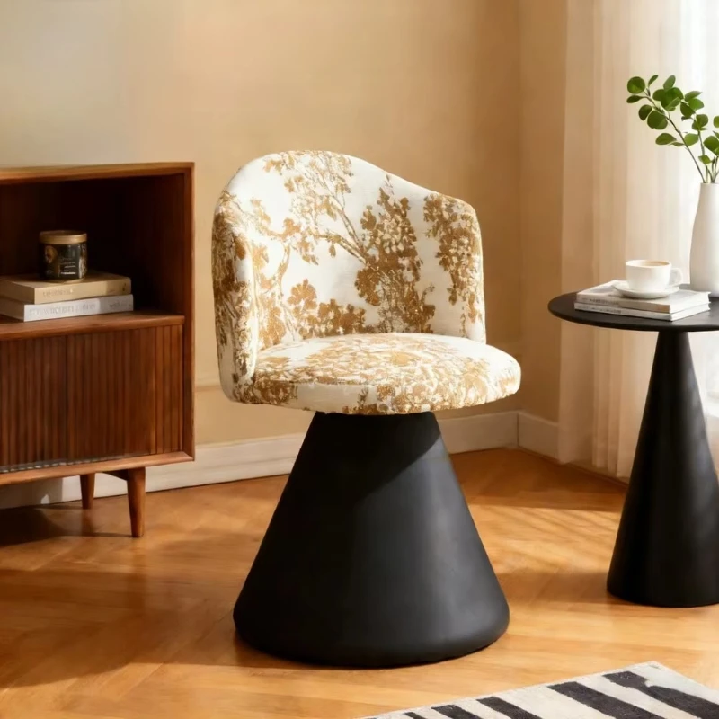 

Antique vintage dresser stool luxury high-end metal makeup hotel chair with red light girl bedroom back chair