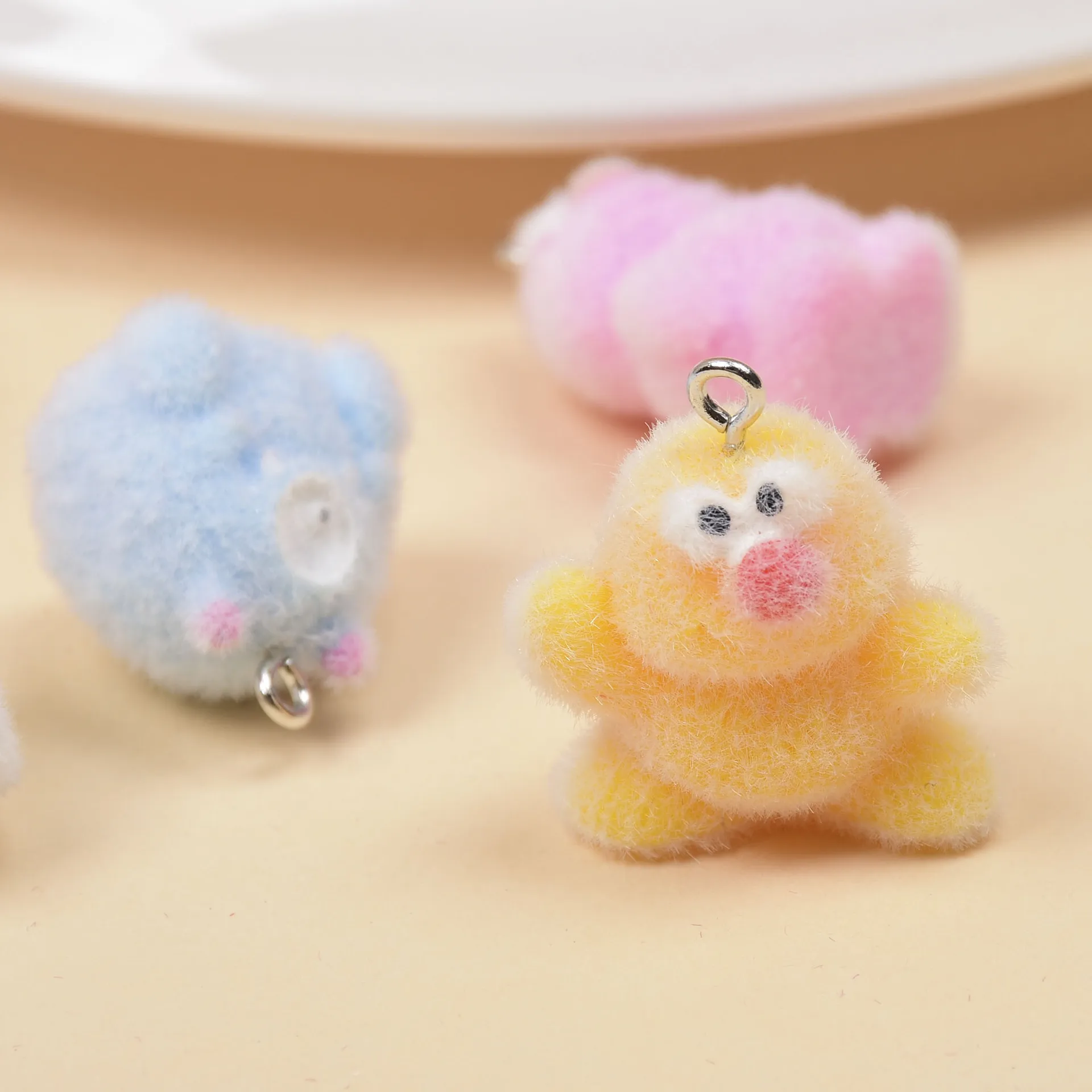 20Pcs Fluffy monsters Doll Charms 3D Cute resin Pendant For Bag Keychain Earring DIY Crafts Jewelry Make Accessories