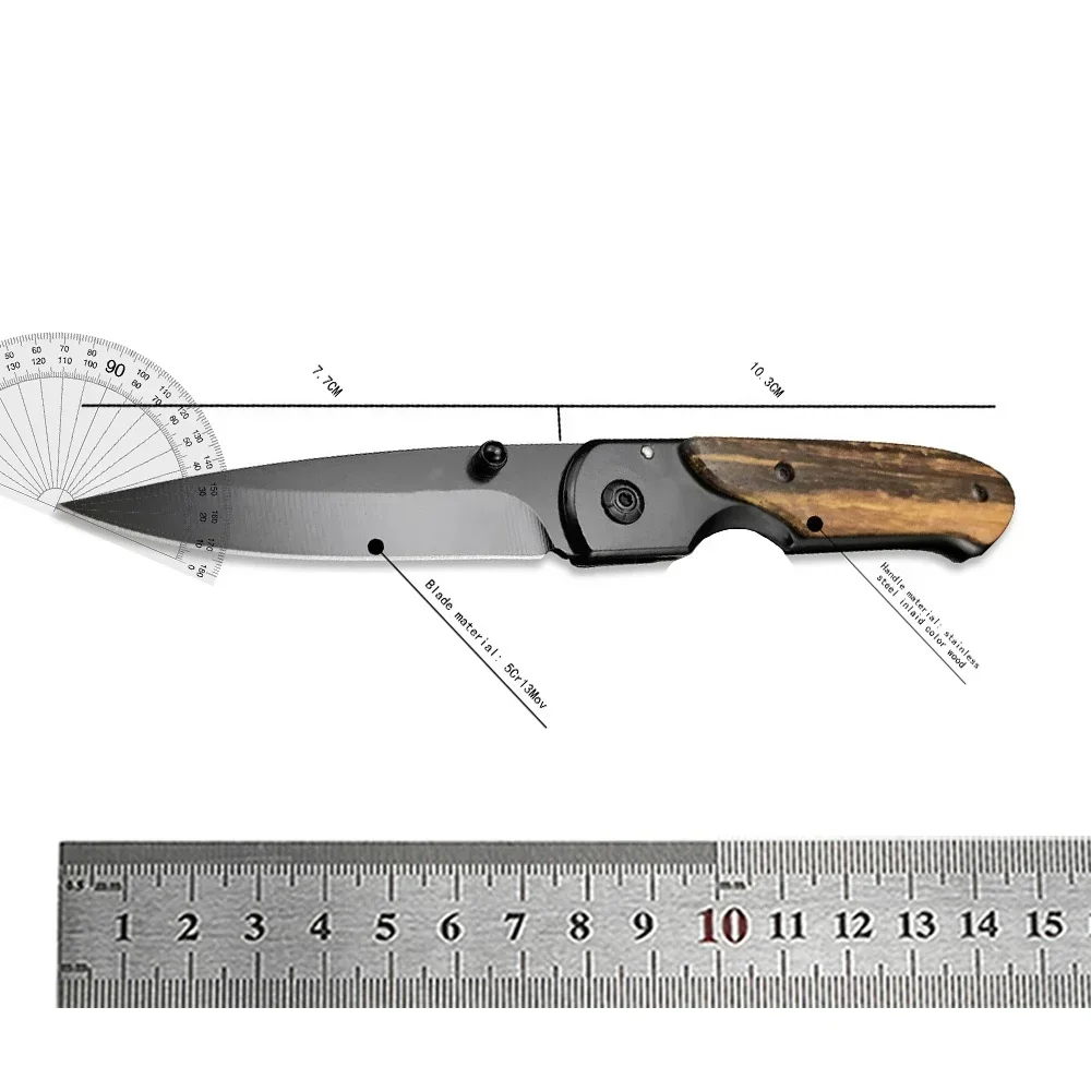 BM DA44 pocket knife, stainless steel inset colored wood handle 5Cr13Mov blade, outdoor tactical hunting rescue EDC pocket tool