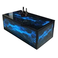 KTV Coffee Table Desk European Club Bar Cassette Luminous Desktop Tempered Glass Stainless Steel