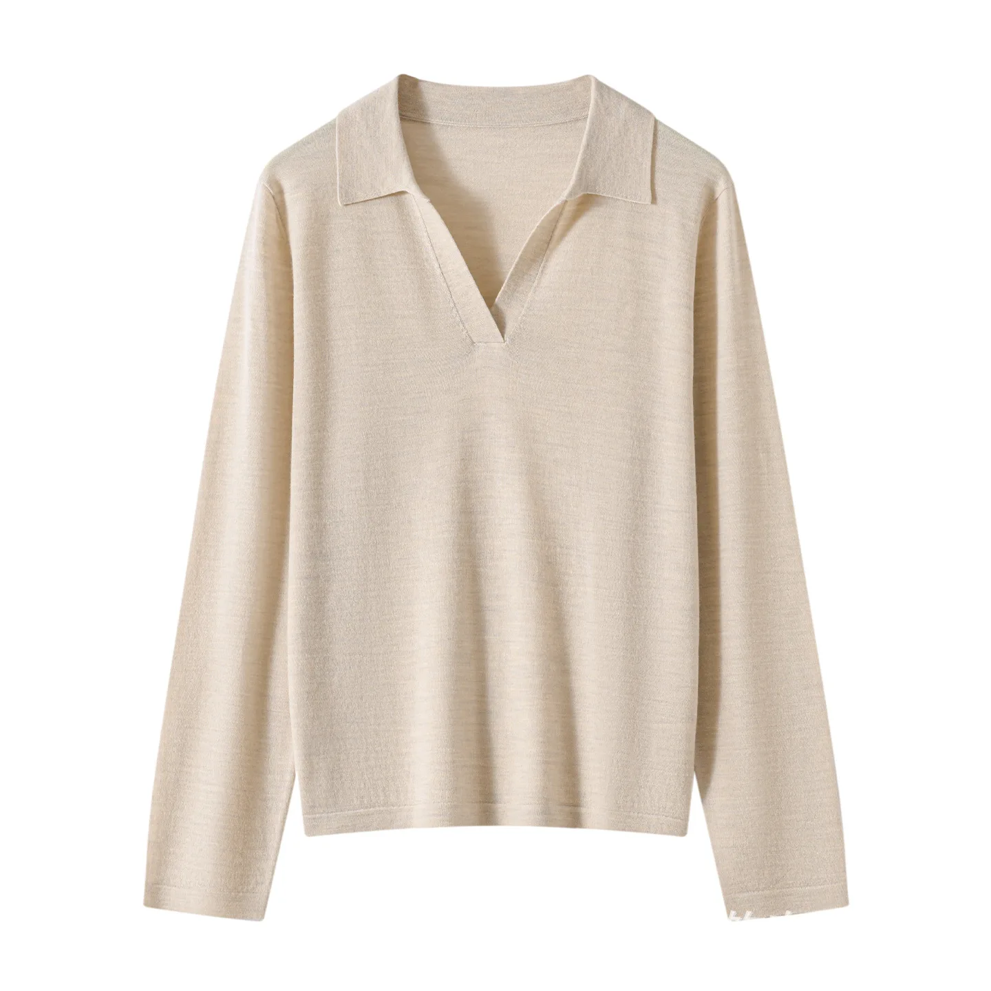 2026 New Style Ultra-Thin Knitted Pure Wool Long Sleeve Polo Neck Base Shirt Yangzi Yarn Fashionable Solid Color Commute-Wear
