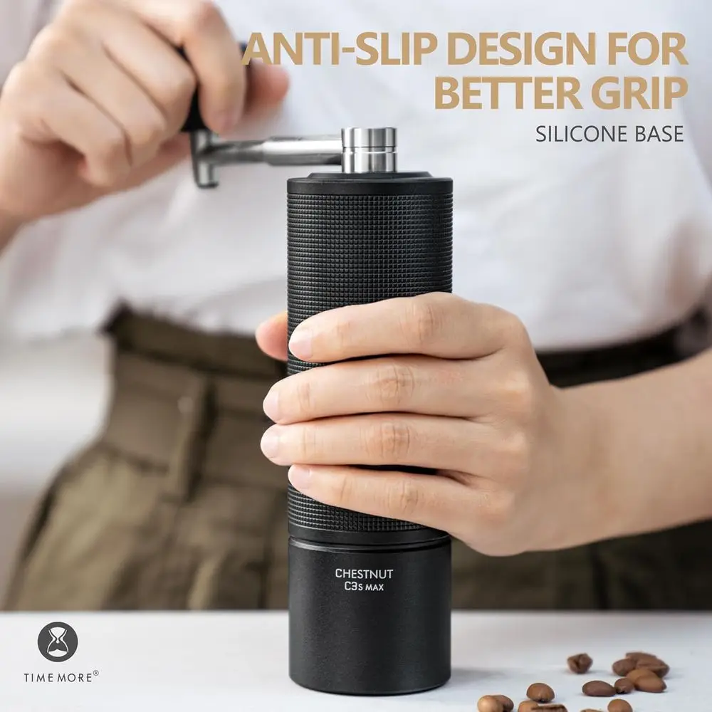 Stainless Steel Conical Burr Manual Coffee Grinder, 35g Capacity, Foldable Handle, Adjustable Grind for Espresso