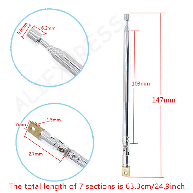 

New1Pc 7 Sections Car Radio cassette recorder Telescopic TV Antenna Radio For Car Aerial dab radio receiver
