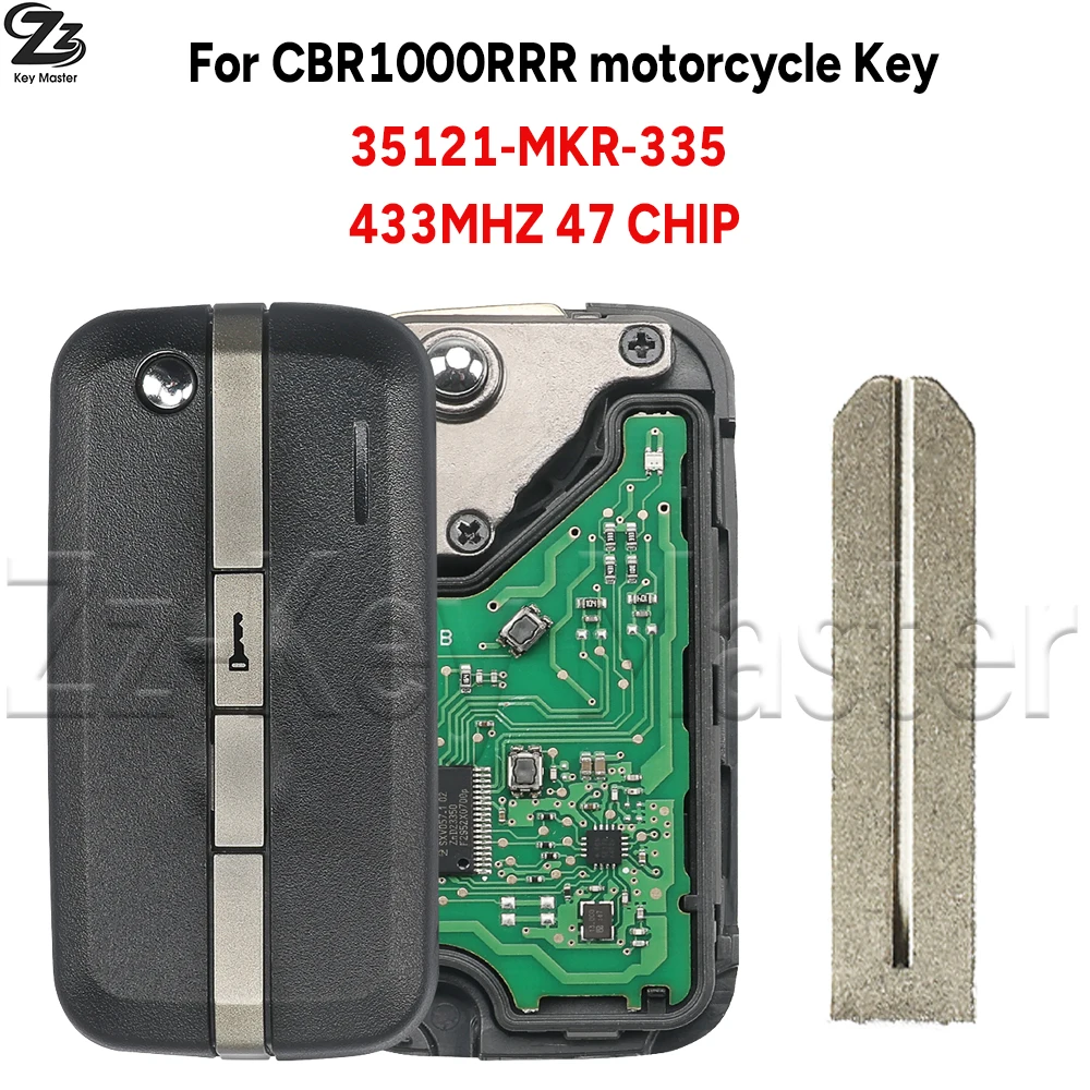 Zz 35121-MKR-335 433MHZ 47CHIP Motorcycle Smart Key For Honda Motorcycles CBR1000-RR Fireblade 2020+