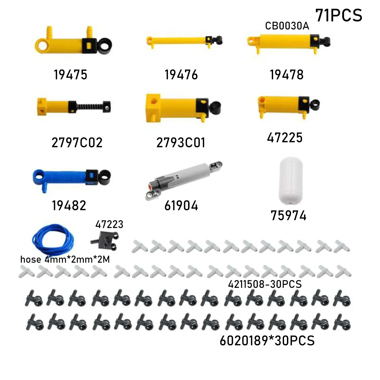 MOC Pneumatic Building Block Set Technical Hose Air Pump Piston Pneumatic Parts Compatible With legoeds 9641 42043 47225 61904