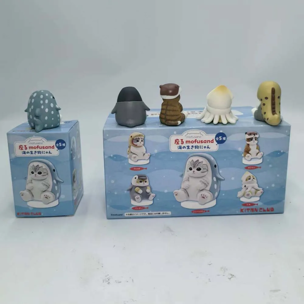 모푸샌드 상어 고양이 피규어 장난감 블라인드 박스 코스프레 해양 생물 인형 귀여운 블라인드 백 장식 어린이 크리스마스 선물