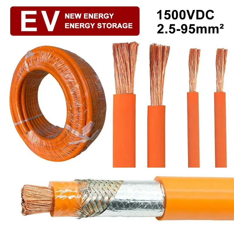 

EV 1500V Energy Storage Harness 1 Meter New Energy High-voltage Line 2.5-90mm Oxygen-free Copper Electric Vehicle Charging Cable
