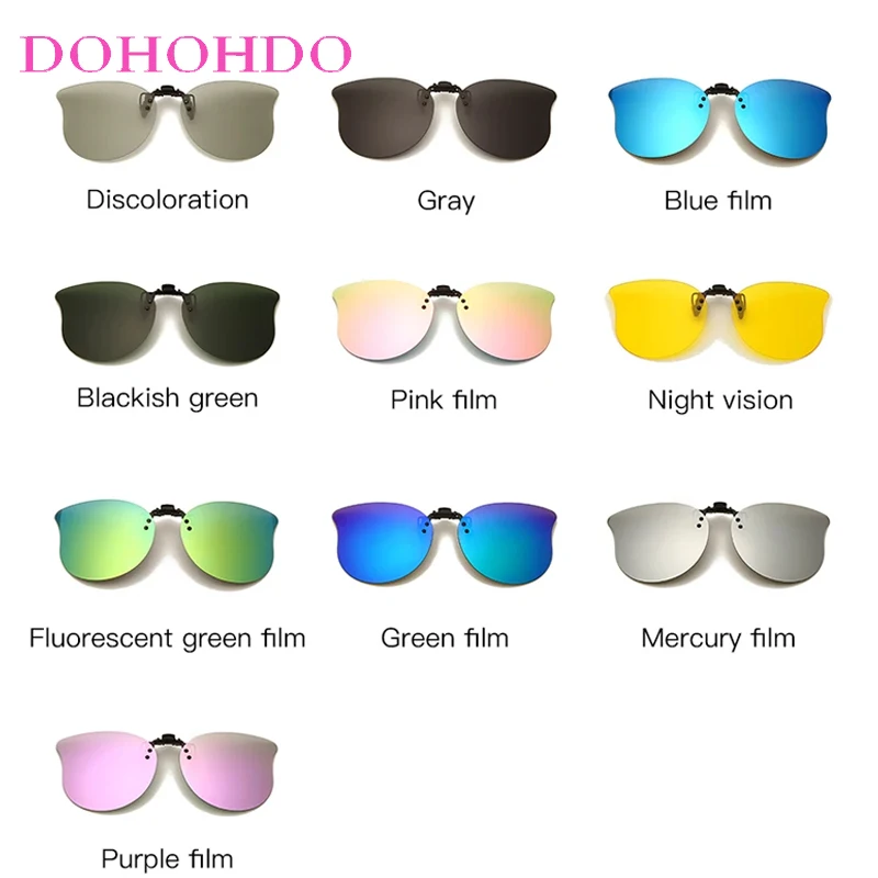 Clip-on Flip-up Lens Sports Anti-Glare Drive Sunglasses Women Men Retro Night Vision Photochromic Polarized Goggles Unisex UV400