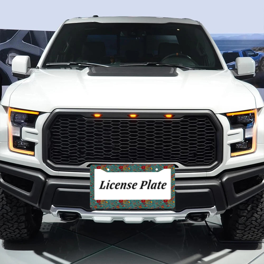 1 قطعة ريترو البط البري الملونة نمط الأزهار 2 حفرة إطار لوحة الترخيص ، مادة الألومنيوم ، 6x12 بوصة مع طقم مسامير ربط ، سيارة فريدة من نوعها دي