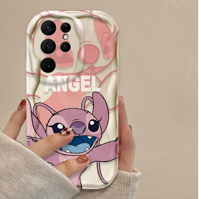 Clear Phone Case For Samsung Galaxy A54 A34 A14 A24 A13 A23 A33 A53 A73 A15 A05 A05S Cute Disney Pink Stitch Soft Silicone Cover