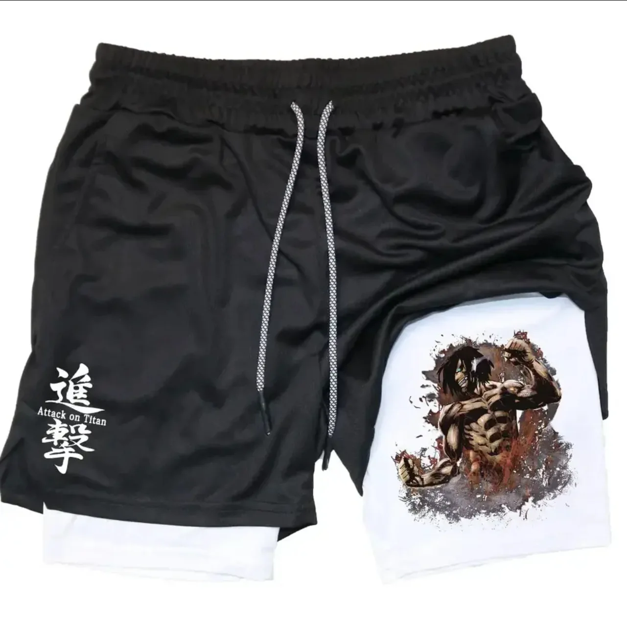 Men\'s printed sports pants, casual running pants, outdoor pants, double-layer pants, new style, can hold mobile phones in summer