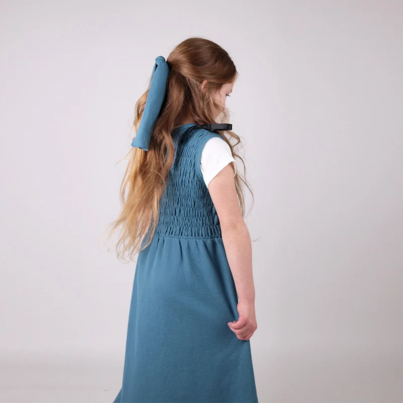 Mädchen maxi kleid waffel stricken und stirnband sommer ärmellose kinder kleidung mädchen kleider kinder kleidung v neck mädchen nachthemd – Detail 4