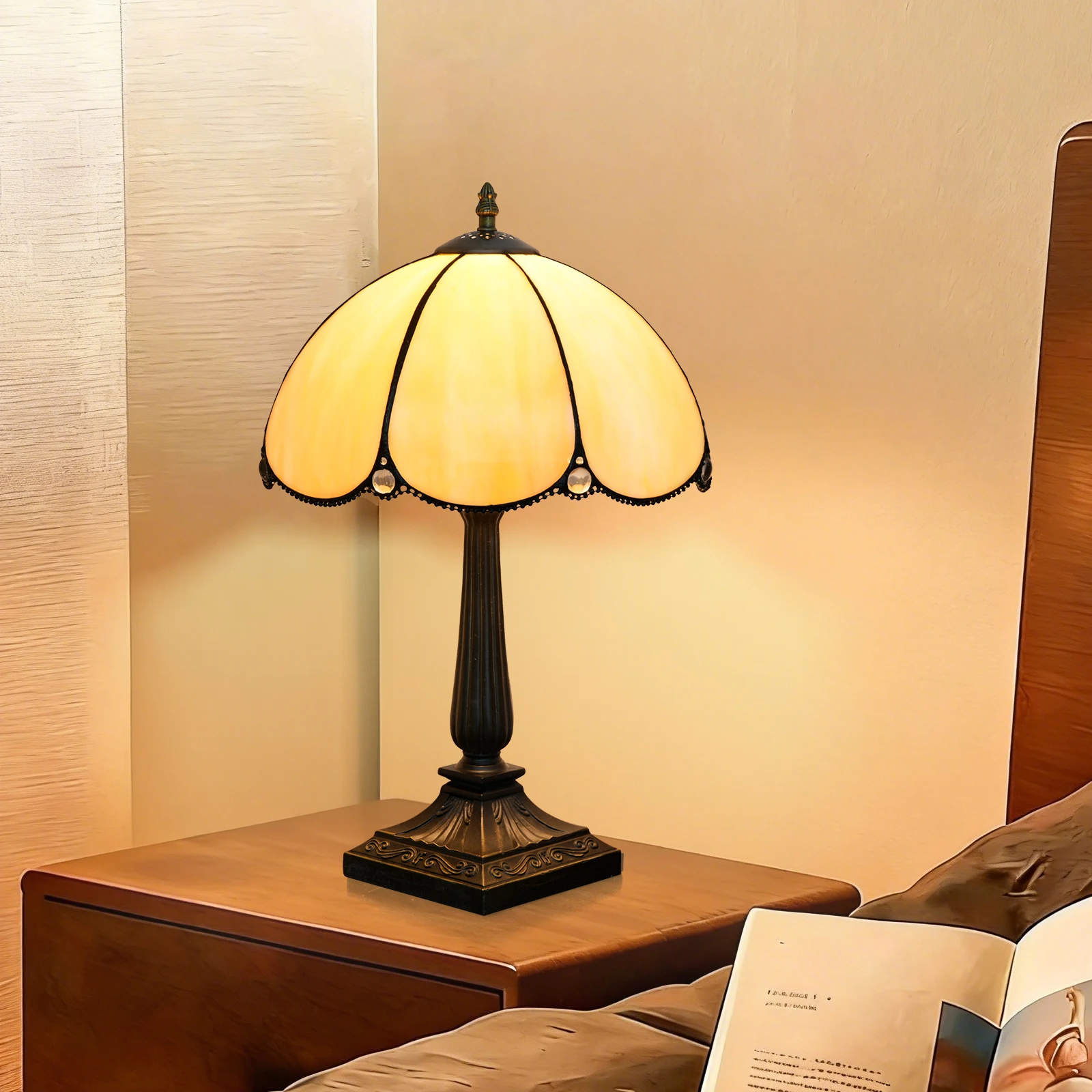 

Tiffany Table Lamp, Stained Glass Accent Lamp Art Nouveau Table Lamp for Entryway Console, Sofa Side, Living Room Reading Nook