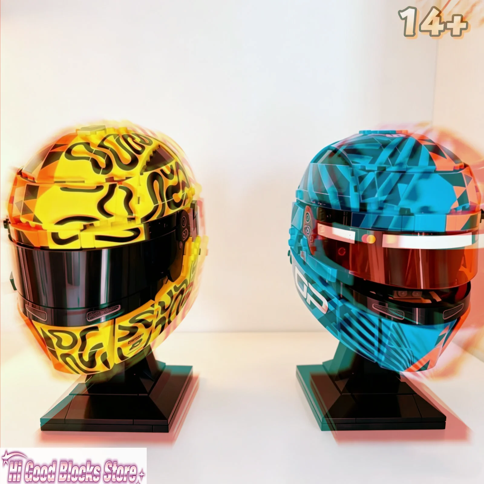 2026年人気商品-793ピース-レーシングカーフリート-レーシングドライバーヘルメット-ブロックパズル-モデルおもちゃ-オーナメント-誕生日プレゼント-ハロウィン