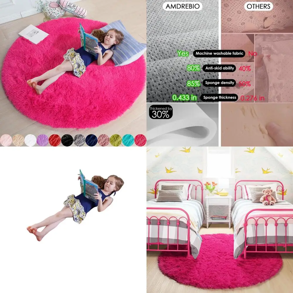 

Ярко-розовый ковер 6 футов для спальни для девочек, плюшевый декор гостиной или детской комнаты, милый детский ковер для общежитий и классных комнат
