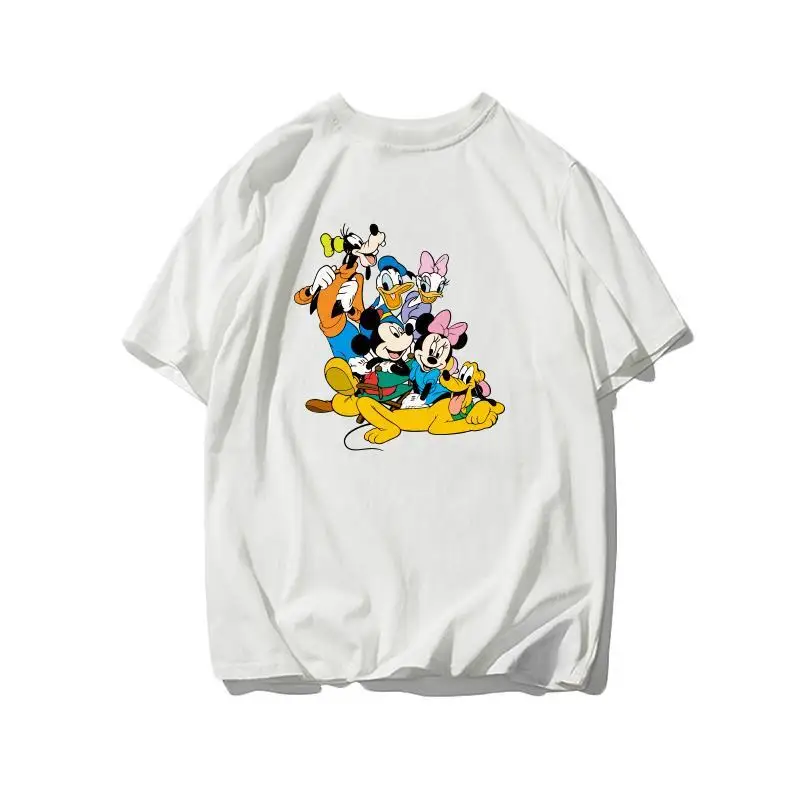تي شيرت أسود بشخصيات ديزني الكلاسيكية للرجال والنساء 2025 تي شيرت قطني ربيعي ميكي ميني بلوتو جوفي تصميم متعدد الوضع #2