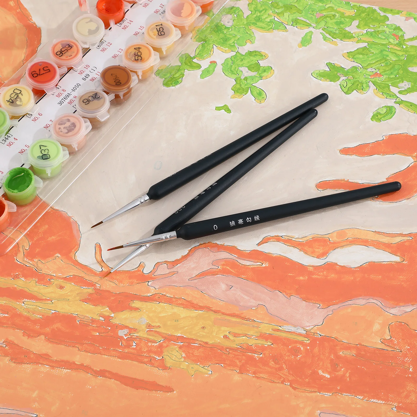 

3 Pcs Paint Hair Fine Detail Miniature Brushes Tiny Black Gouache Baby