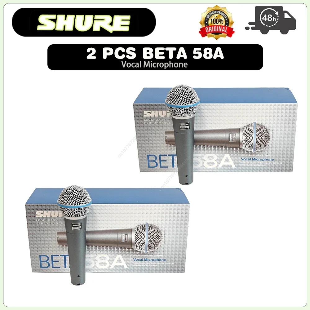 Original Shure BETA 58A Vocal Microphone Dynamic Microphone Home KTV Live Stage Performance Microphone 2 PCS Wholesale