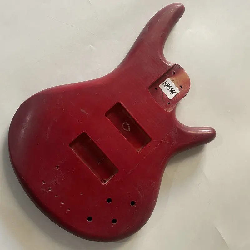 

KB888 Right Hand Red Color Solid Wood Electric Bass Unfinished JB Pickups Bass Body for DIY Surface Damages And Dirty