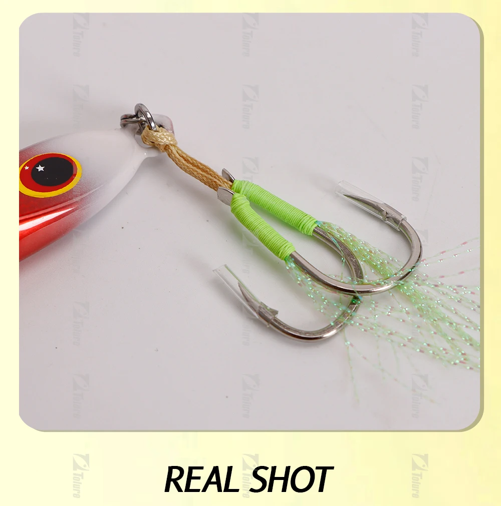 TOLU 2024 Neue 40g 60g 80g 100g Flache Langsam Sinkende Hartmetall Jigs Japan Laser Haut thunfisch Angeln Jig Köder Salzwasser Mit Haken – Detail 9