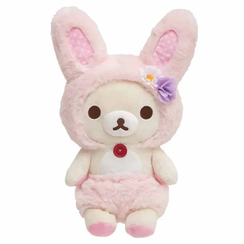 

New Cute Rilakkuma Easter Bunny Pink Rabbit Korilakkuma Bear Big Plush Pillow Cushion Doll Toy 35cm Stuffed Animals Kids Gifts