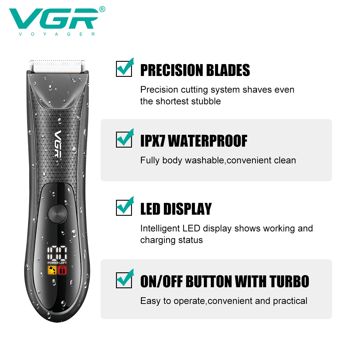 VGR 934 2in1 المتقلب المهنية مقص الشعر قابلة للشحن آلة حلاقة اللاسلكي الأنف المتقلب مقاوم للماء الشعر المتقلب للرجال