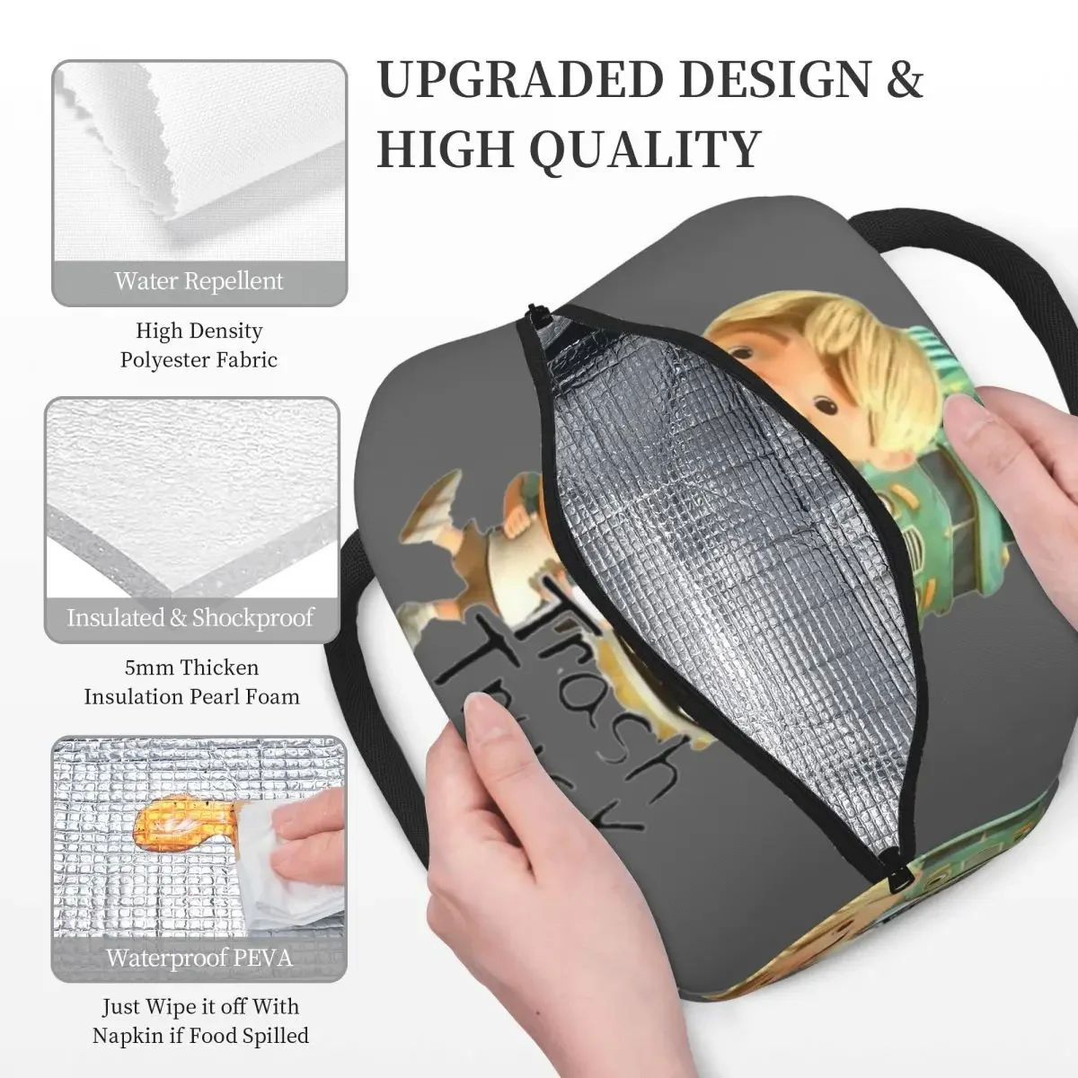 Trash Truck Workart Insulated Lunch Bag for Women Office Cooler Thermal Food Box Tote Portable Lunch Boxes Container