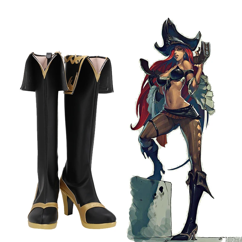 

2025 LOL Miss Fortune the Bounty Hunter Black Cosplay Shoes Boots Halloween Carnival Cosplay Costume Accessories