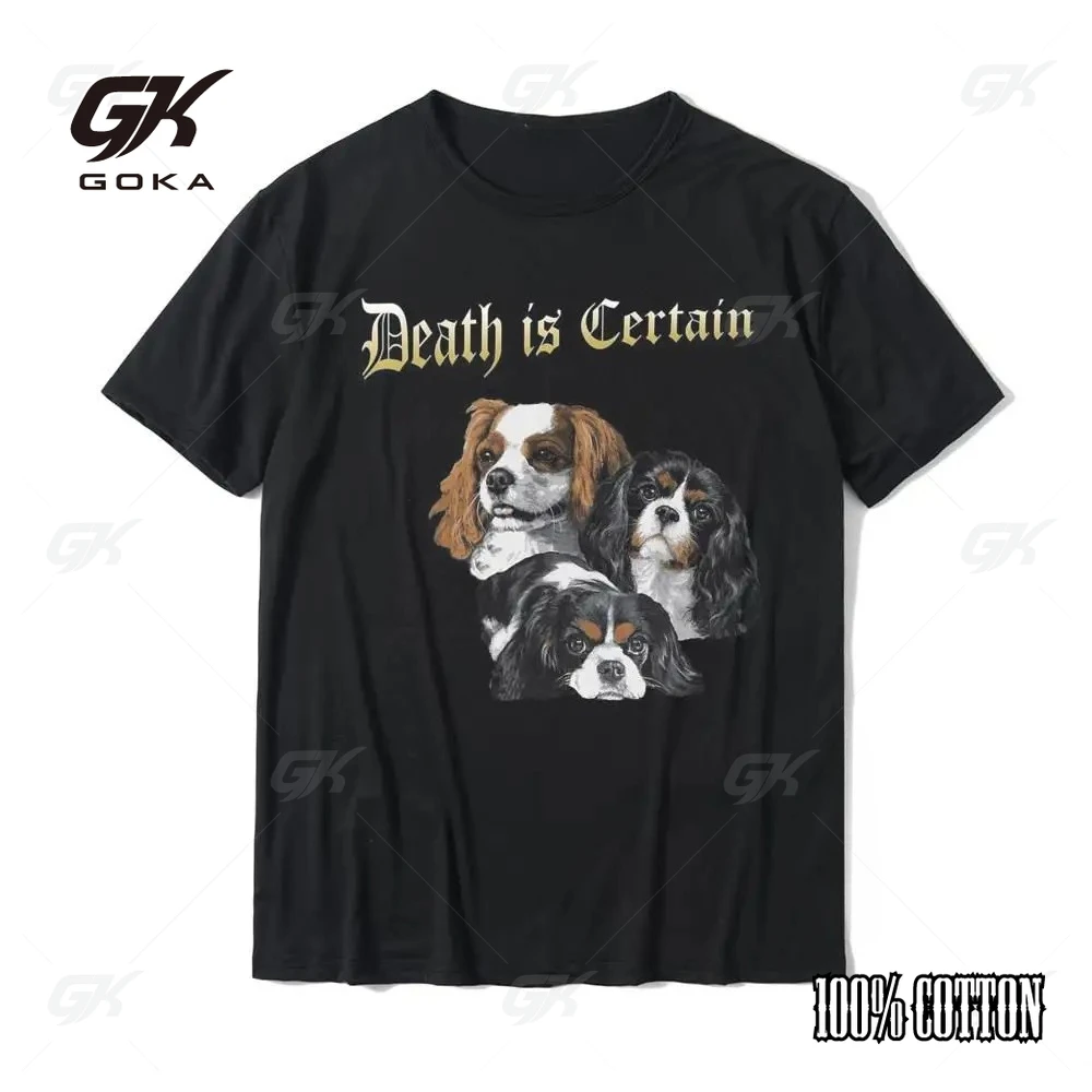 الموت معين مضحك كافالير الملك تشارلز الذليل التي شيرت اللياقة البدنية ضيق القطن رجالي تي شيرت الترفيه المألوف الشارع بلايز #3