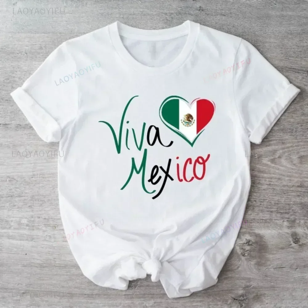 Independencia De Mexico Printed T-Shirt Hispanic Heritage Month TShirt Mexican Day Outfit Viva Mexico Festival Short-sleev Tee