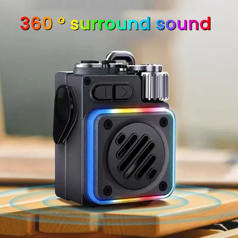 Outdoor Wireless Mini Bluetooth Metal Mechanical Speaker Support TF Card RGB Lighting Desktop Subwoofer Creative Gift Speaker