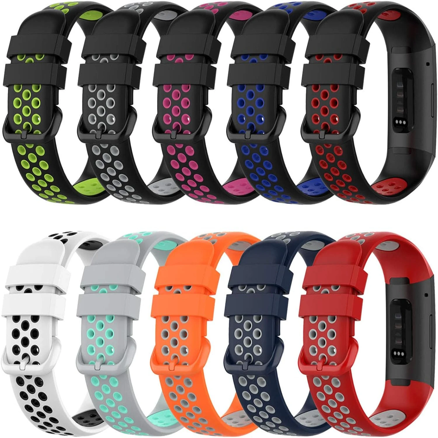 Soft, Comfortable, and Breathable Premium Silicone Sport Band - Durable Option for Men, Women - Replacement Band for Charge 4, 3