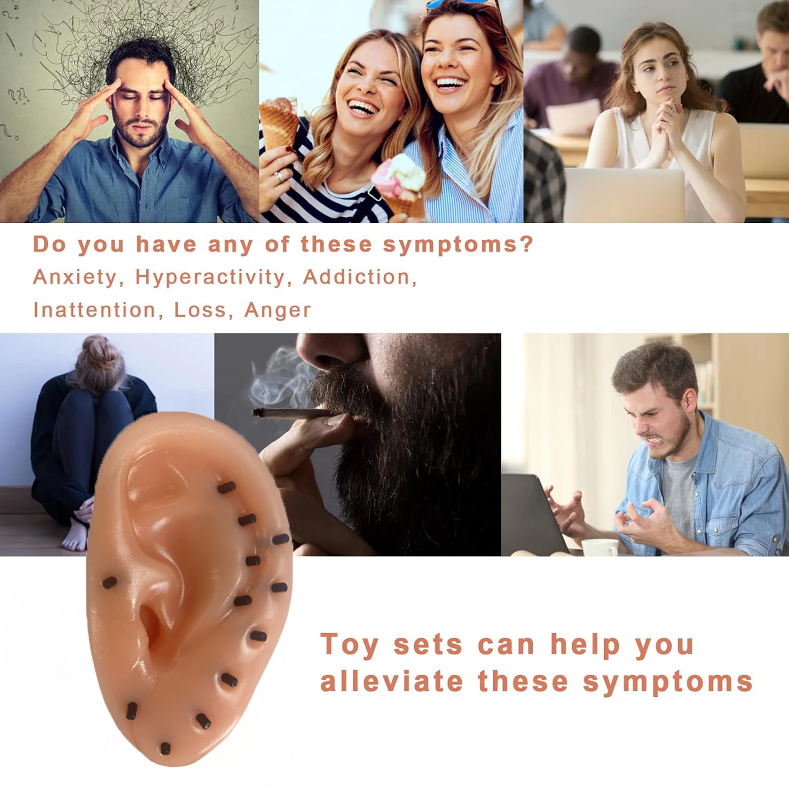 لعبة ظهرت الرؤوس السوداء على شكل أذن 15 قطعة محاكاة حب الشباب قابلة لإعادة الاستخدام لتخفيف التوتر والجلد المرن للبالغين والمرح #6