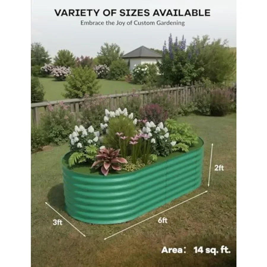 x2ft Galvanized Raised Garden Bed, Durable Outdoor Planter Box, Spacious Raised Bed Ideal for Growing Vegetables, Fruits, and F